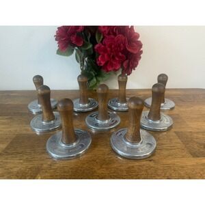 Nordic Ware Vintage Aluminum Cookie Stamps Set of 9 Wood Handles Made in USA